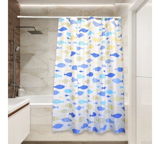 Изображение товара Штора для ванной Сантис peva pv-128 (озорные мальки) 75 gsm 180x180 см 038715