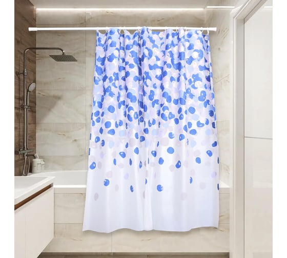 Изображение товара Штора для ванной Сантис peva pv-124 (голубой листопад) 75 gsm 180x180 см 038711