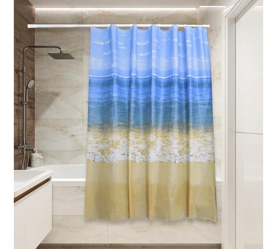 Изображение товара Штора для ванной Сантис peva pv-134 (пляж) 75 gsm 180x180 см 038721