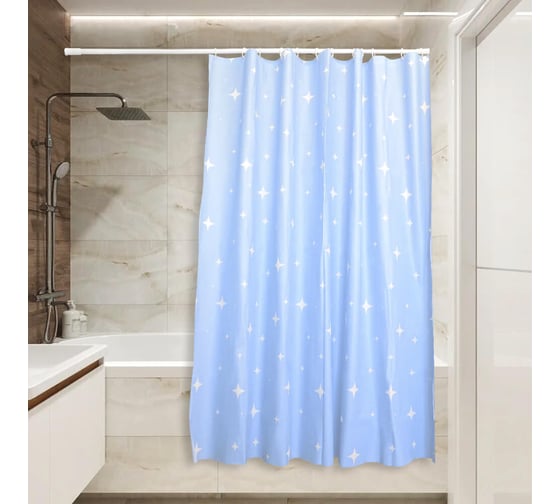 Изображение товара Штора для ванной Сантис peva pv-127 (звезды) 75 gsm 180x180 см 038714