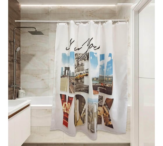 Изображение товара Тканевая штора для ванной Сантис pe-306 (нью-йорк) 90 gsm luxe 180x180 см 011519