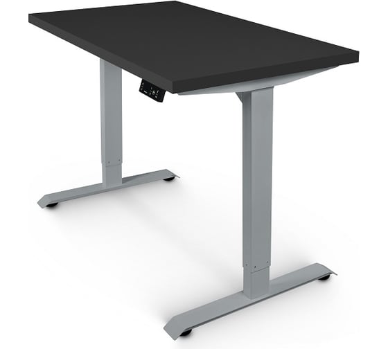 Изображение товара Стол с электрической регулировкой высоты StolStoya BAZALT рама серая, столешница мдф черная (эмаль), 120x65 SE222S120B