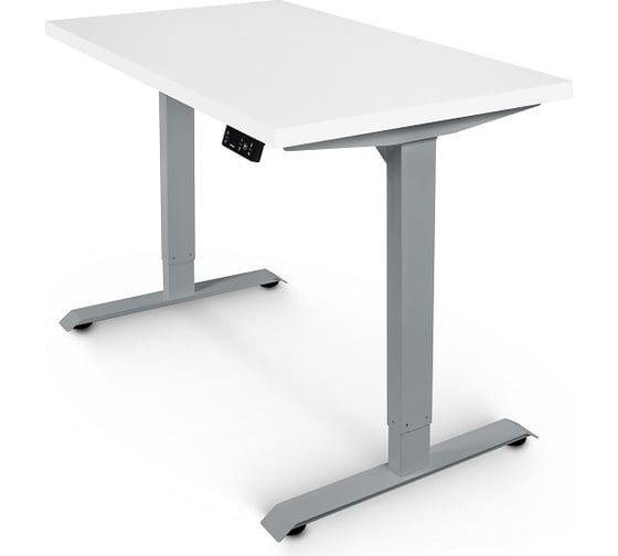 Изображение товара Стол с электрической регулировкой высоты StolStoya BAZALT рама серая, столешница мдф белая (эмаль), 160x80 SE222S160W