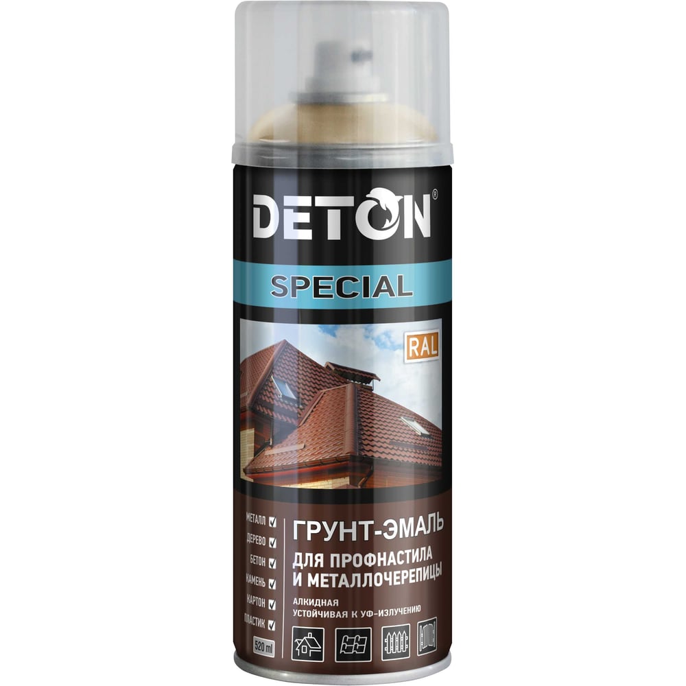 Изображение товара Грунт-эмаль DETON слоновая кость 520 мл для металла и дерева