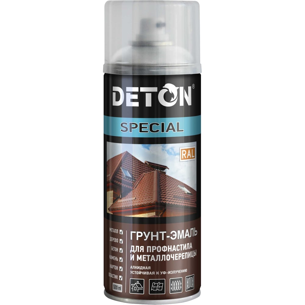 Изображение товара Грунт-эмаль для профнастила и металлочерепицы Deton SPECIAL светло-серый RAL 7035 520 мл аэрозоль