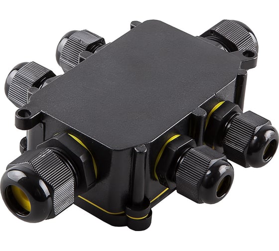 Изображение товара Распределительная коробка STEKKER LD526 водонепроницаемая на 6 выходов, 450V, 140x100x36, черный 49124