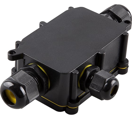 Изображение товара Распределительная коробка STEKKER LD523 водонепроницаемая на 3 выхода, 450V, 140x78x36, черный 49121