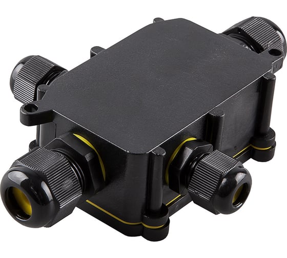 Изображение товара Распределительная коробка STEKKER LD524, водонепроницаемая на 4 выхода, 450V, 140x100x36, черный 49122