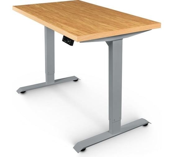 Изображение товара Стол с электрической регулировкой высоты StolStoya BAZALT рама серая, столешница мдф дуб европейский (шпон), 120x65 SE222S120E