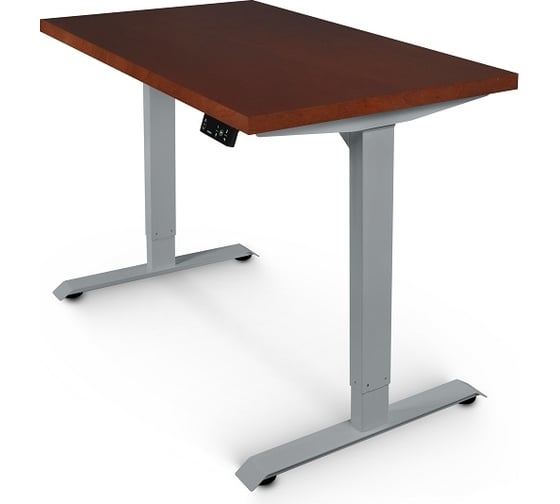 Изображение товара Стол с электрической регулировкой высоты StolStoya BAZALT рама серая, столешница мдф красное дерево (шпон), 140x70 SE222S140KD