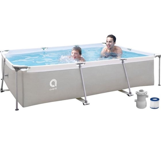 Изображение товара Прямоугольный бассейн Avenli 17771eu со стальным каркасом, 3.0 м х 2.07 м х 65 cм, фильтр-насос 300 галлонов 104377