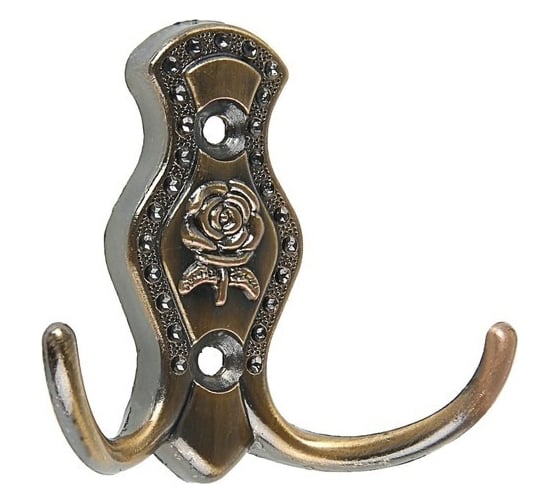 Изображение товара Мебельный крючок ТУНДРА, КМ214AB, двухрожковый, цвет бронза 3609791