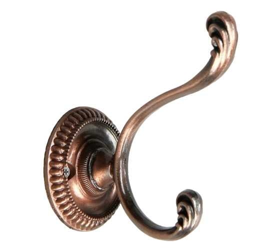 Изображение товара Мебельный крючок ТУНДРА KM212AC, двухрожковый, цвет медь 1866219