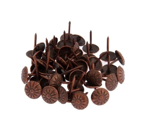 Изображение товара Декоративные гвозди ТУНДРА 16x11 мм, фактурные, цвет медь, 50 шт. 7943381