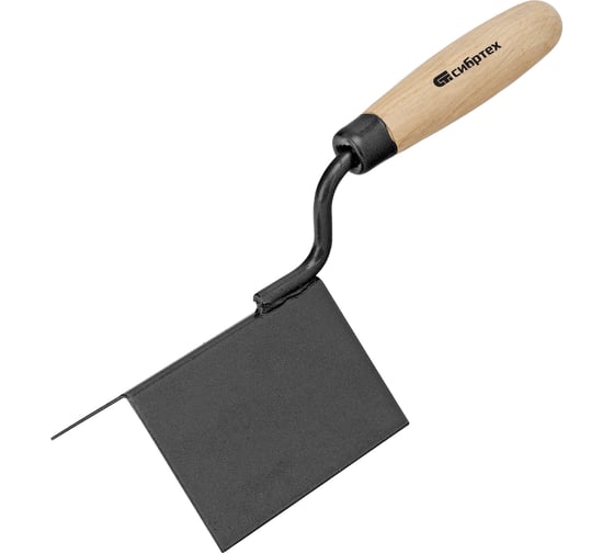 Изображение товара Угловая кельма СИБРТЕХ 110x75x75 мм, стальная, для внешних углов, буковая ручка 86313