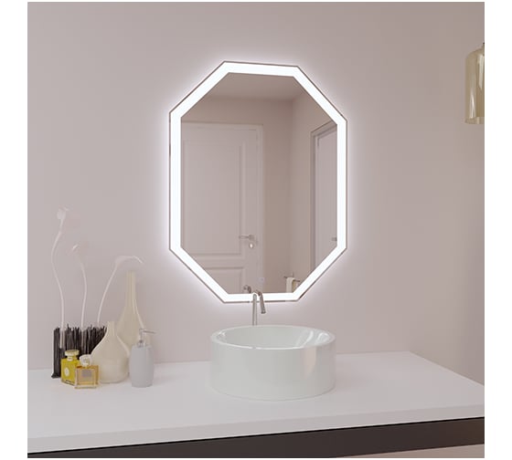 Изображение товара Зеркало с LED подсветкой SANTREK HOME "ОКТАГОН премиум" 600x800 мм 79477