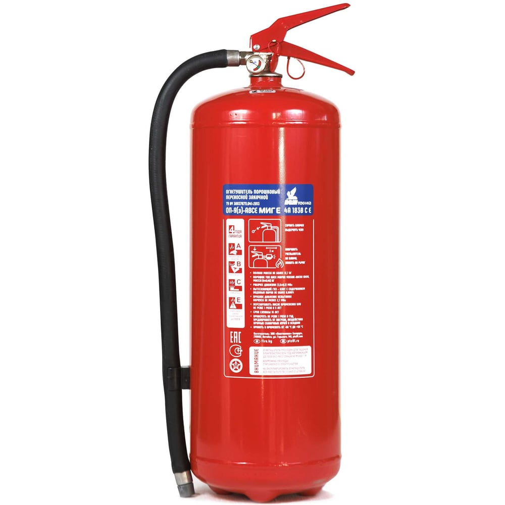 Изображение товара Профессиональный огнетушитель МИГ ОП- 9/з АВСЕ 4А 183В, С, Е 11.3л перезаряжаемый