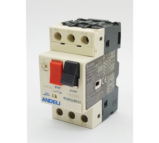 Изображение товара Пускатель ANDELI gv2-m10 4а~6.3a кнопочный () ADL06-608