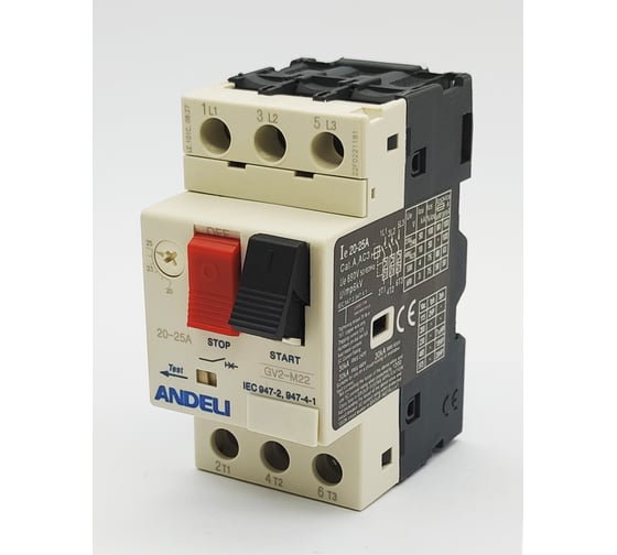 Изображение товара Пускатель ANDELI gv2-m22 20а~25a кнопочный () ADL06-613