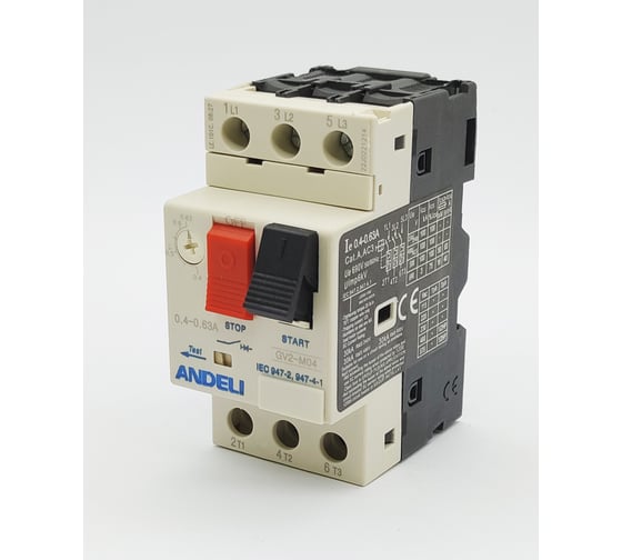 Изображение товара Пускатель ANDELI gv2-m04 0.4а~0.63а кнопочный () ADL06-603