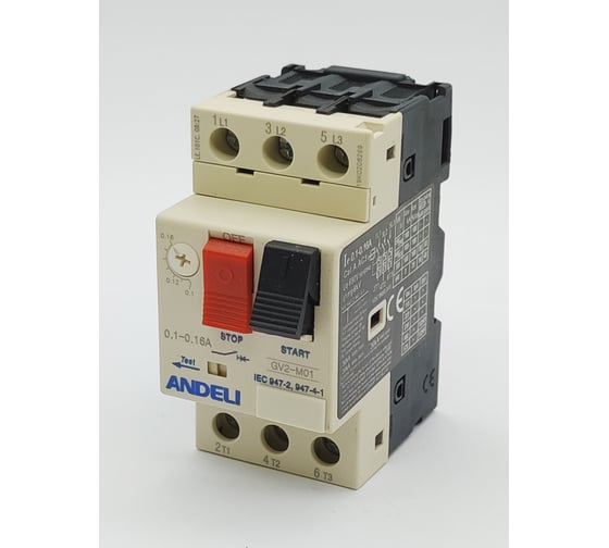 Изображение товара Пускатель ANDELI gv2-m01 0.1a~0.16a кнопочный () ADL06-600