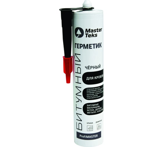 Изображение товара Битумный герметик для кровли MASTERTEKS profimaster, 260 мл, черный 236356
