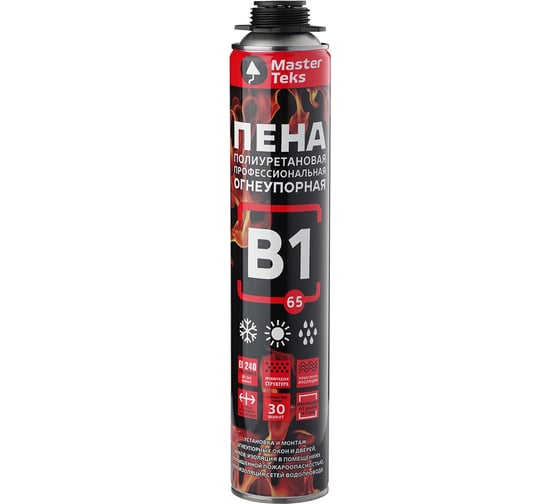 Изображение товара Монтажная профессиональная пена MASTERTEKS pro огнеупорная, В1, 750 мл 249981