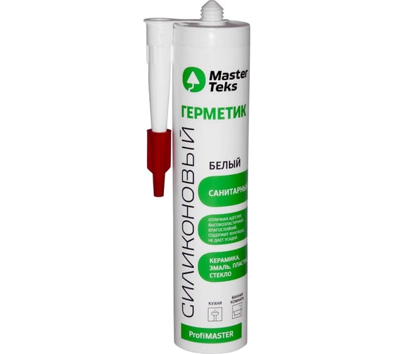 Изображение товара Силиконовый санитарный герметик MASTERTEKS profimaster 290 мл, белый 246377