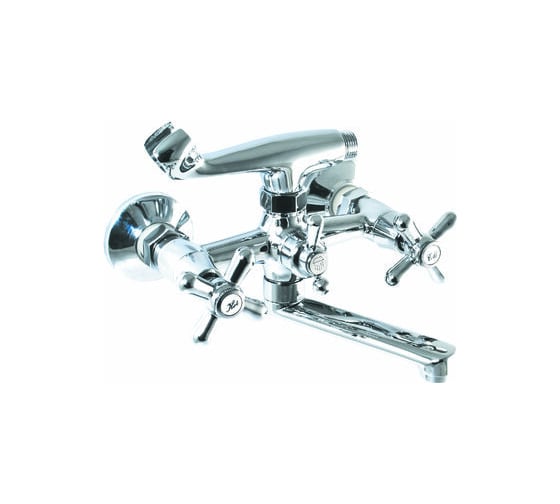 Изображение товара Смеситель для ванны SANTREK AQUA-330 "CLASSIC" 1/2 м/к шар. перекл. Крест SL595 кор. поворот. излив (15см) 123425