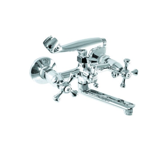 Изображение товара Смеситель для ванны SANTREK AQUA-330 "CLASSIC" 1/2 м/к шар. перекл. Крест SL594 кор. поворот. излив (15см) 123424