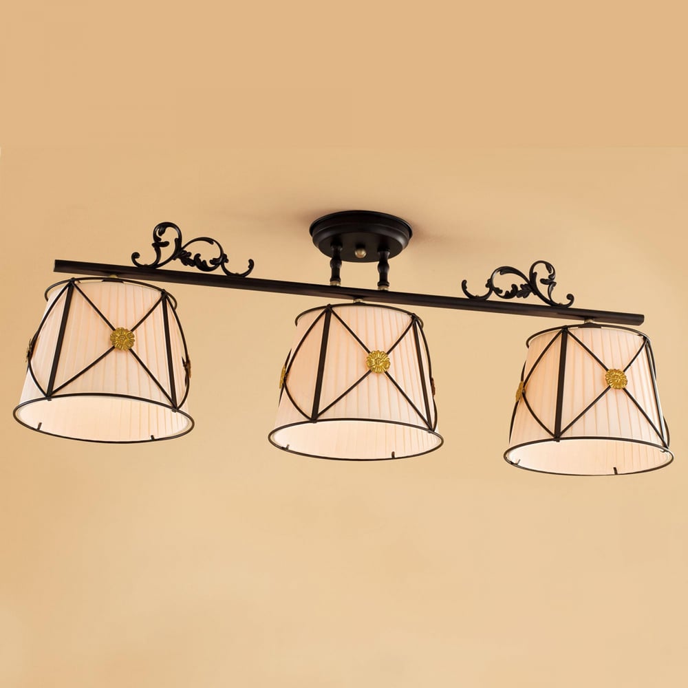 Изображение товара Светильник настенный Citilux Дрезден с бежевыми тканевыми абажурами, 3 лампы