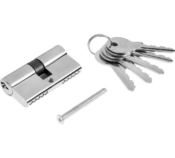 Изображение товара Цилиндровый механизм ТУНДРА 60 мм, английский ключ, 5 ключей, цвет хром 2921829