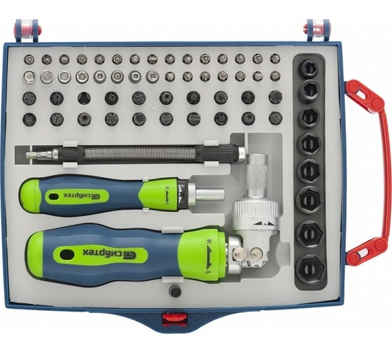 Изображение товара Реверсивные отвертки с набором бит СИБРТЕХ торцевых головок, 61 предм.,CrV// 13363