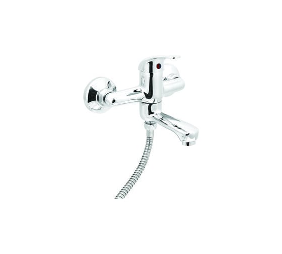 Изображение товара Смеситель для ванны SANTREK AQUA-712 "STANDART" шар. d-35 кор. нос, SB75 (поворот гусака - переключение на душ) 277243