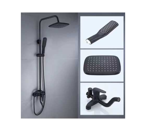 Изображение товара Душевая система SANTREK AQUA-1210 PRESTIGE (SAP-1210) шар. d-35 с верхним душем и смесителем (черный) 288316