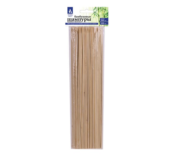 Изображение товара Бамбуковые шпажки-шампуры для шашлыка Белый Аист 300 мм, 10 упаковок по 100 шт WELDAY 607571