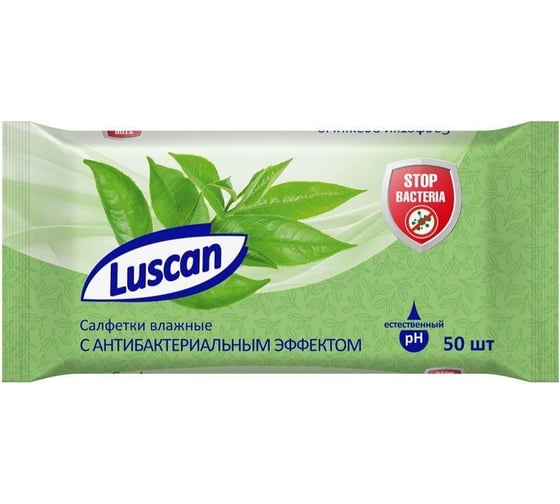 Изображение товара Антибактериальные влажные салфетки Luscan 50 шт 1027671