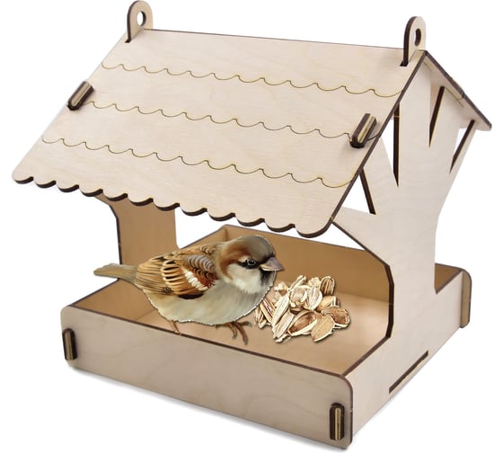 Изображение товара Деревянная модель для сборки PREZENT Кормушка садовая 6, 21.5x19.5x18 см КРМ-006