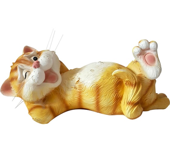 Изображение товара Садовая фигурка ФлораПласт Котик улыбается лапы к верху высота 9 см, длина 25 cм 041906