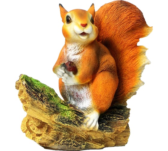Изображение товара Садовая фигурка ФлораПласт Белочка с орешком на пне высота 25 см, длина 28 см 067809