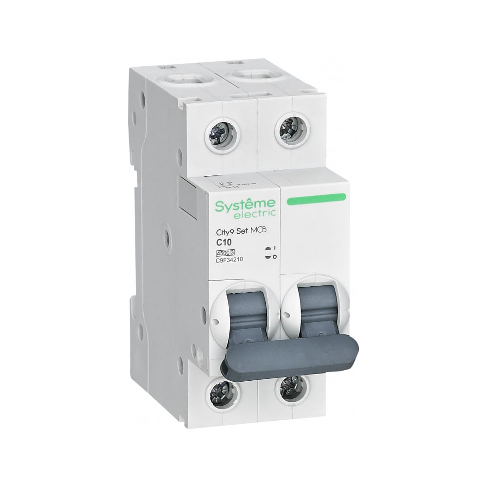 Изображение товара Автоматический выключатель Systeme Electric City9 set ав с, 10 А, 2 Р, 4.5 kА, 230 В (ранее EZ9F34210) C9F34210
