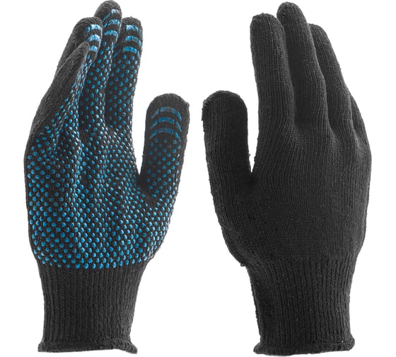 Изображение товара Вязаные хлопкоэфирные плюшевые перчатки СИБРТЕХ 7 класс, ПВХ "точка", 55 гр 67769