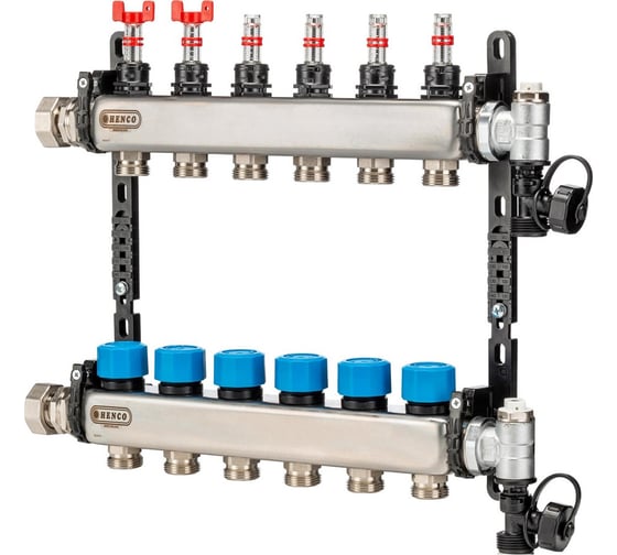 Изображение товара Коллектор Henco из нержавеющей стали 1" - 6x3/4" UFH-0605MDSS06