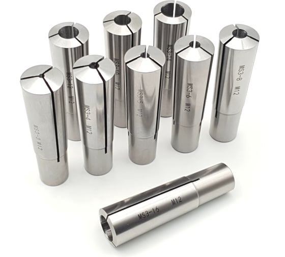 Изображение товара Комплект зажимных цанг Конус Морзе №3, 3/4/5/6/8/10/12/14/16 мм ТЕХНОРЕАЛ МА320050510