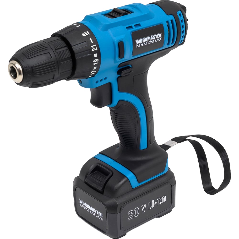 Изображение товара Аккумуляторная дрель-шуруповерт WorkMaster АШ-20ЛА-1 с подсветкой