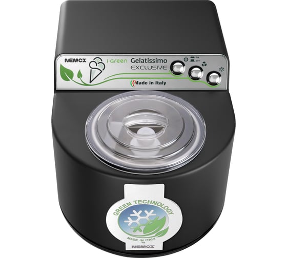 Изображение товара Мороженица с компрессором Nemox GELATISSIMO Exclusive i-green корпус пластик, цвет черный, газ R290a, чаша нержавеющая сталь, объем 1.7, 240 V, 50-60 Hz, 140 W 003A610260R00 003A610260R01