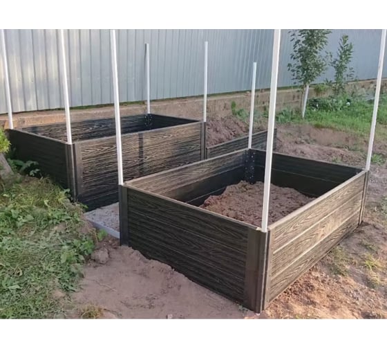 Изображение товара Комплект из 4-х досок для грядок и клумб Еврогрядка rumex дпк 1000x225x30 мм, цвет графит EGD10-225-Rumex-Graphite