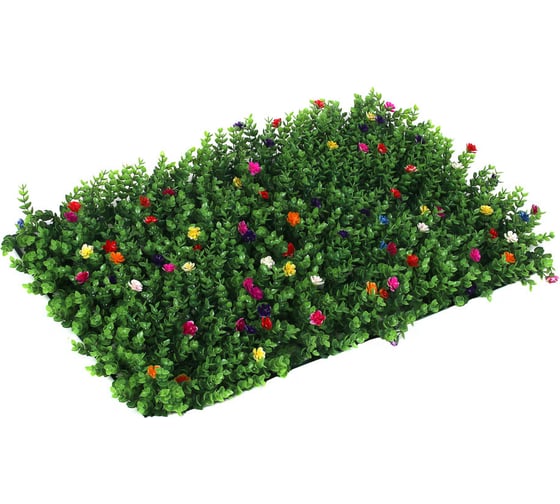 Изображение товара Искусственная изгородь INBLOOM 60x40 см Самшит с цветами, полипропилен 172-032
