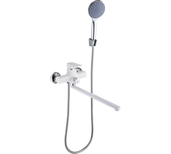 Изображение товара Смеситель для ванны с душем СоюзКран прямой излив 35см, керам. картридж 35мм, белый, цинк, SK08-P10 567-118