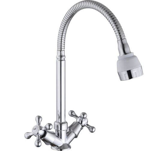 Изображение товара Смеситель для кухни СоюзКран гибкий излив, кер. кран-буксы 1/2, хром, цинк, SK01-F204 567-117